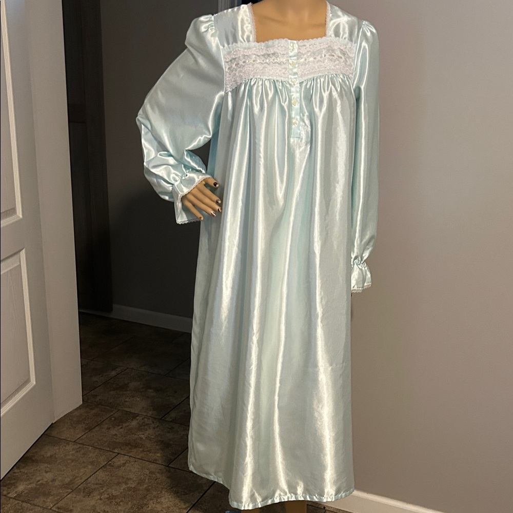 Vintage Character Satin Nightgown in Light Blue